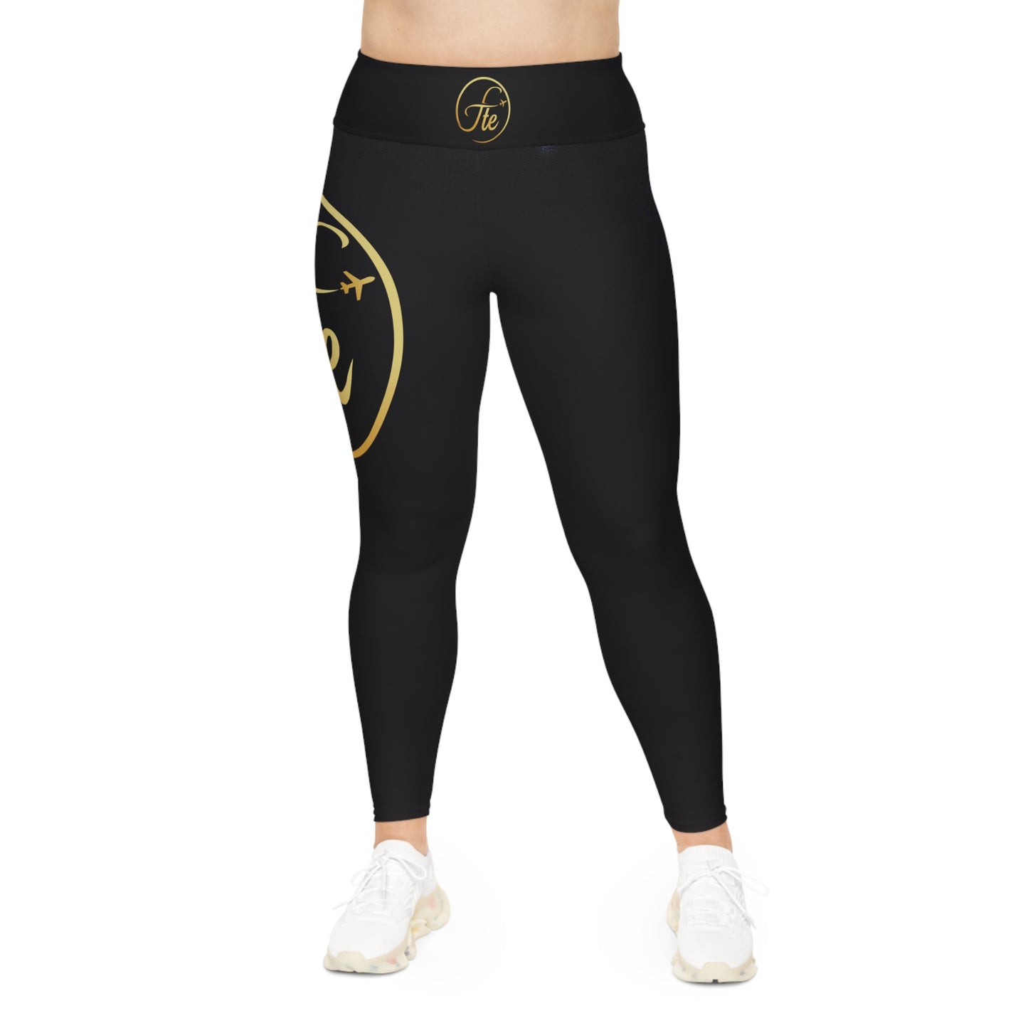 FTE Black Chic Plus Size Leggings, Stylish Activewear, Trendy Workout Pants, Everyday Comfort, Fashionable Athleisure, Great for Travel