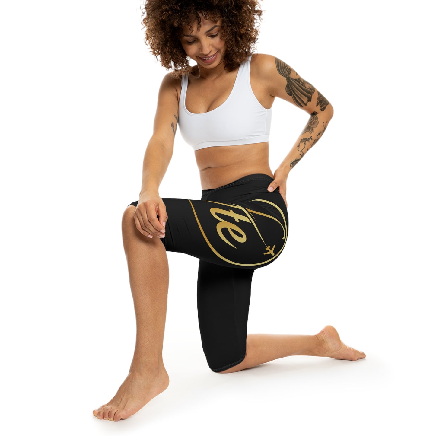 FTE Black Chic Women's Capri Leggings with Gold Affirmation, Comfortable Athleisure, Motivational Activewear, Perfect for Casual Outfits, Gifts [...]