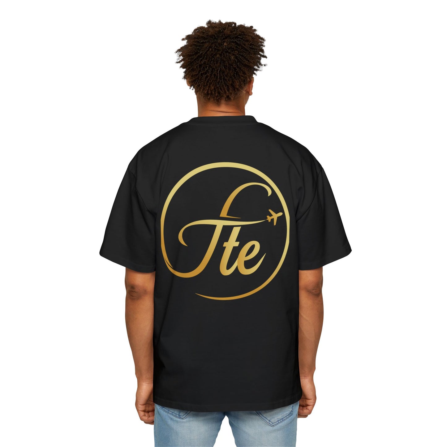 FTE Men's Heavy Oversized Tee - Stylish Travel-Inspired Shirt with Airplane Design