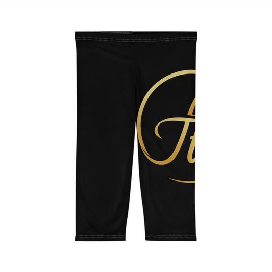 FTE Black Chic Women's Capri Leggings with Gold Affirmation, Comfortable Athleisure, Motivational Activewear, Perfect for Casual Outfits, Gifts [...]