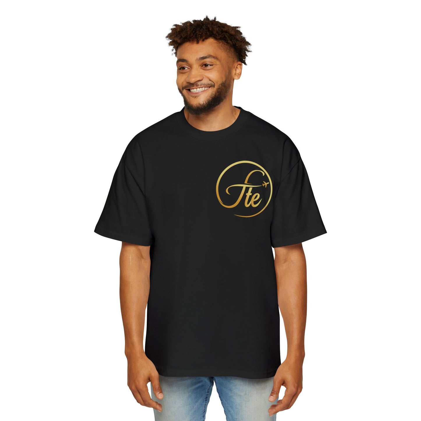 FTE Men's Heavy Oversized Tee - Stylish Travel-Inspired Shirt with Airplane Design