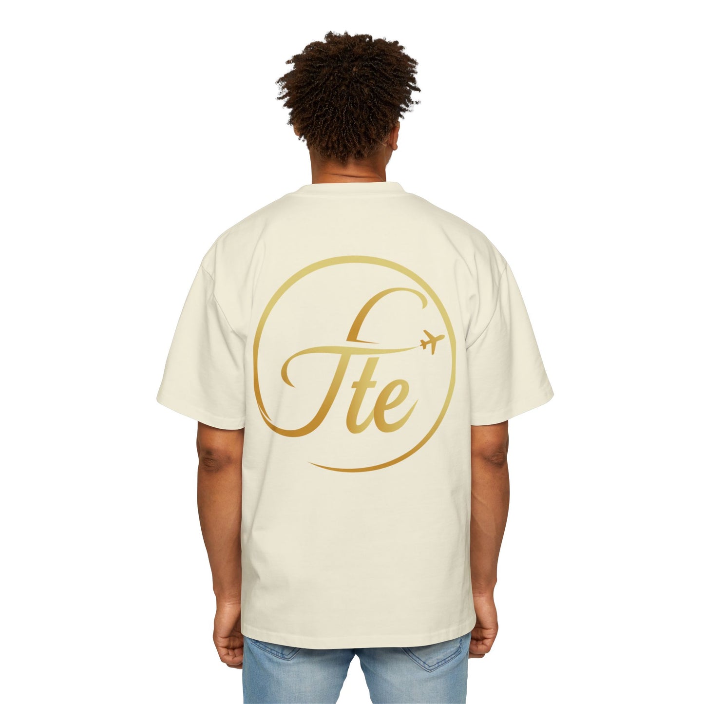 FTE Men's Heavy Oversized Tee - Stylish Travel-Inspired Shirt with Airplane Design