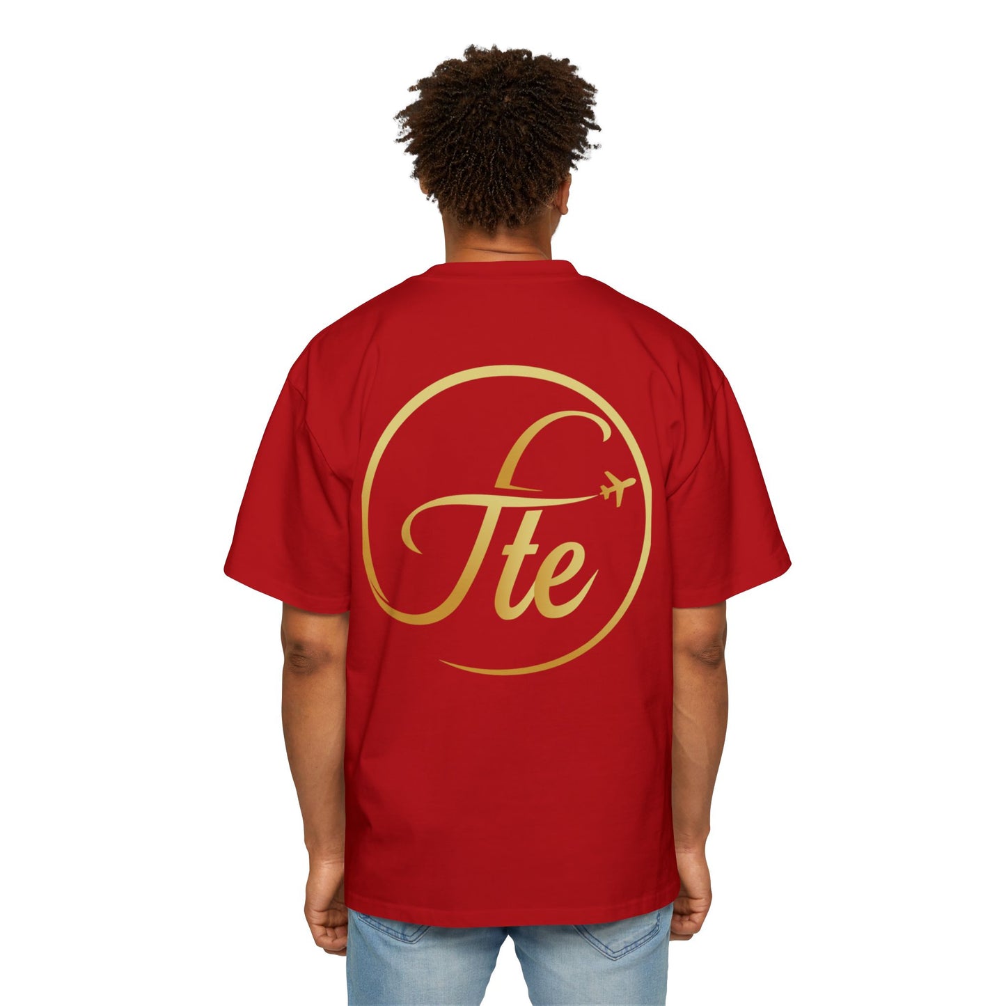 FTE Men's Heavy Oversized Tee - Stylish Travel-Inspired Shirt with Airplane Design
