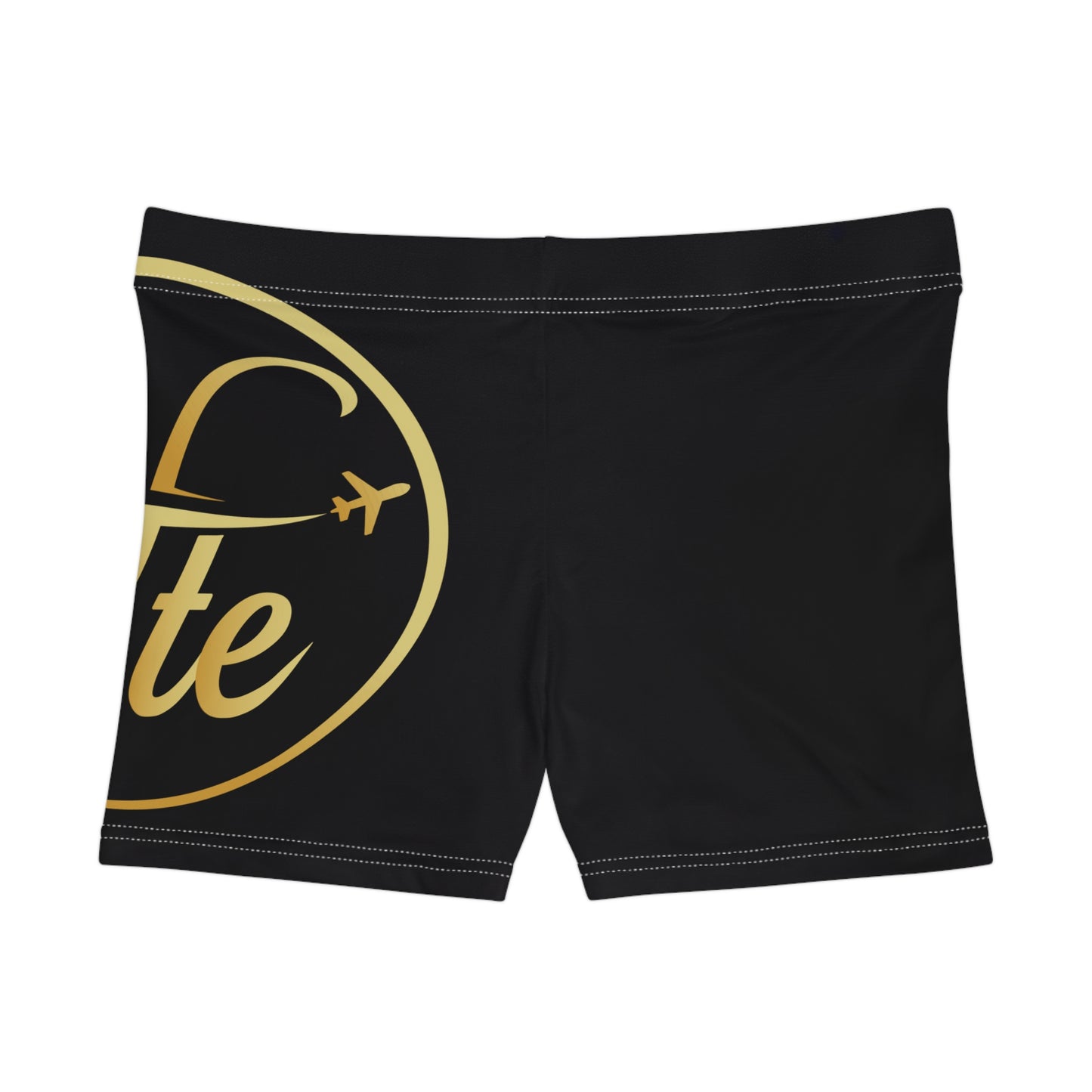 FTE Black Chic Women's AOP Shorts with Stylish Golden Print, Summer Fashion, Pool Party Wear, Vacation Essential, Activewear, Trendy Loungewear