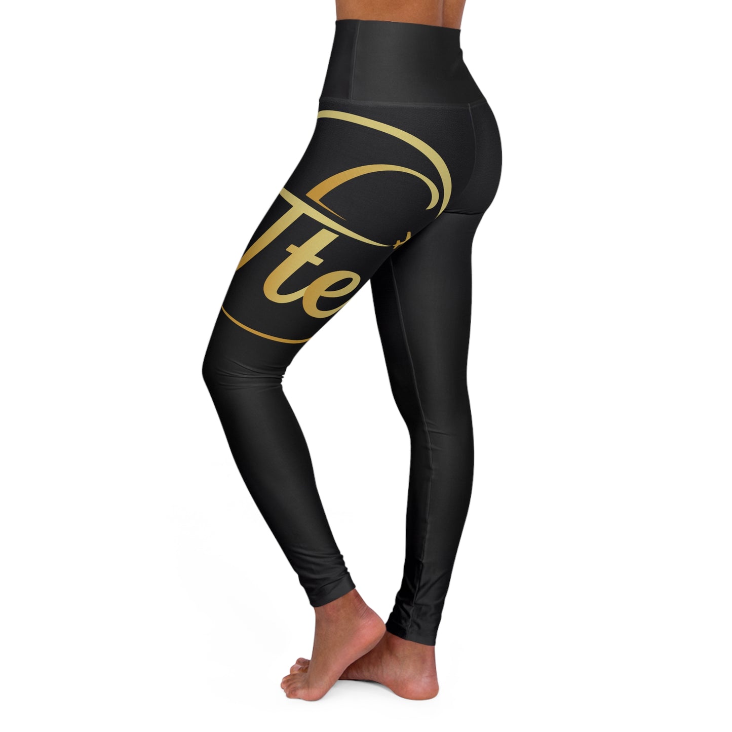 FTE Black Elegant High Waisted Yoga Leggings, Fitness Apparel, Activewear, Workout Leggings, Stylish Athleisure, Daily Comfort
