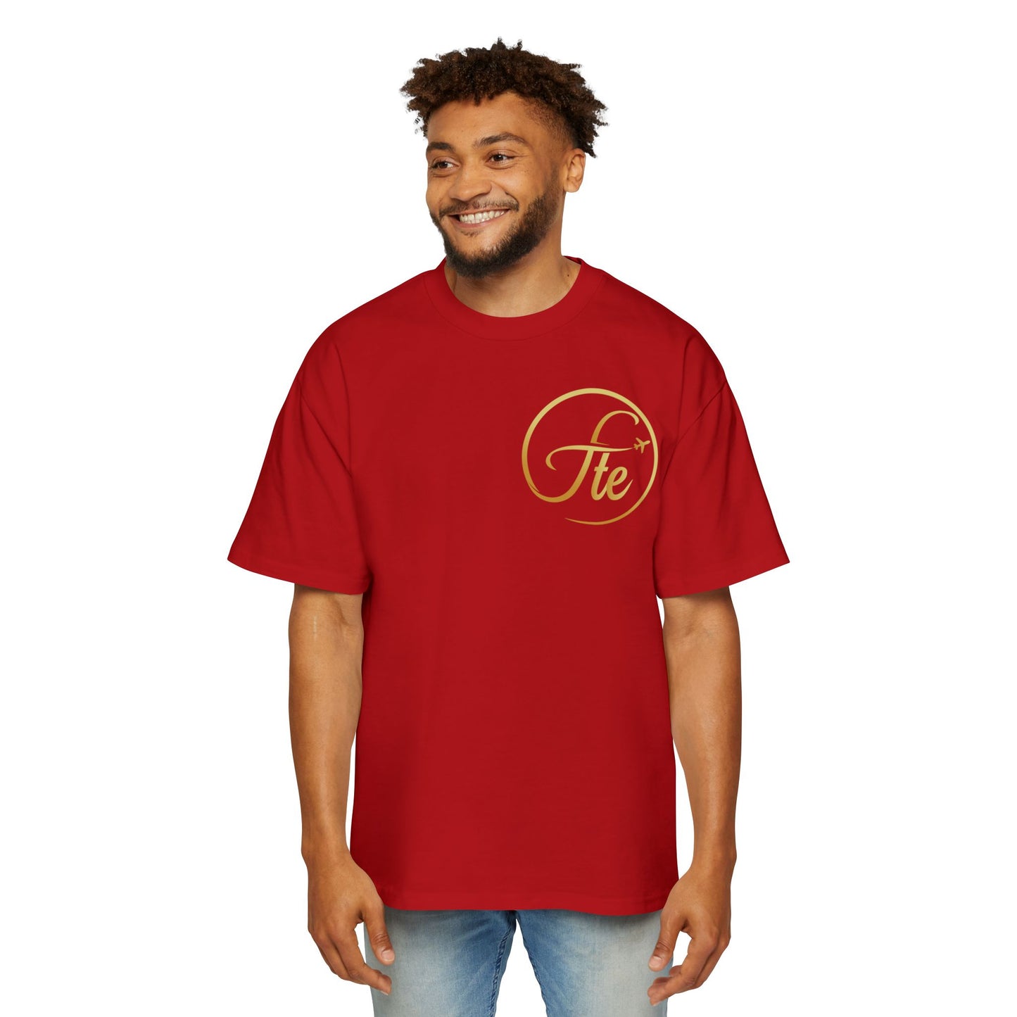 FTE Men's Heavy Oversized Tee - Stylish Travel-Inspired Shirt with Airplane Design
