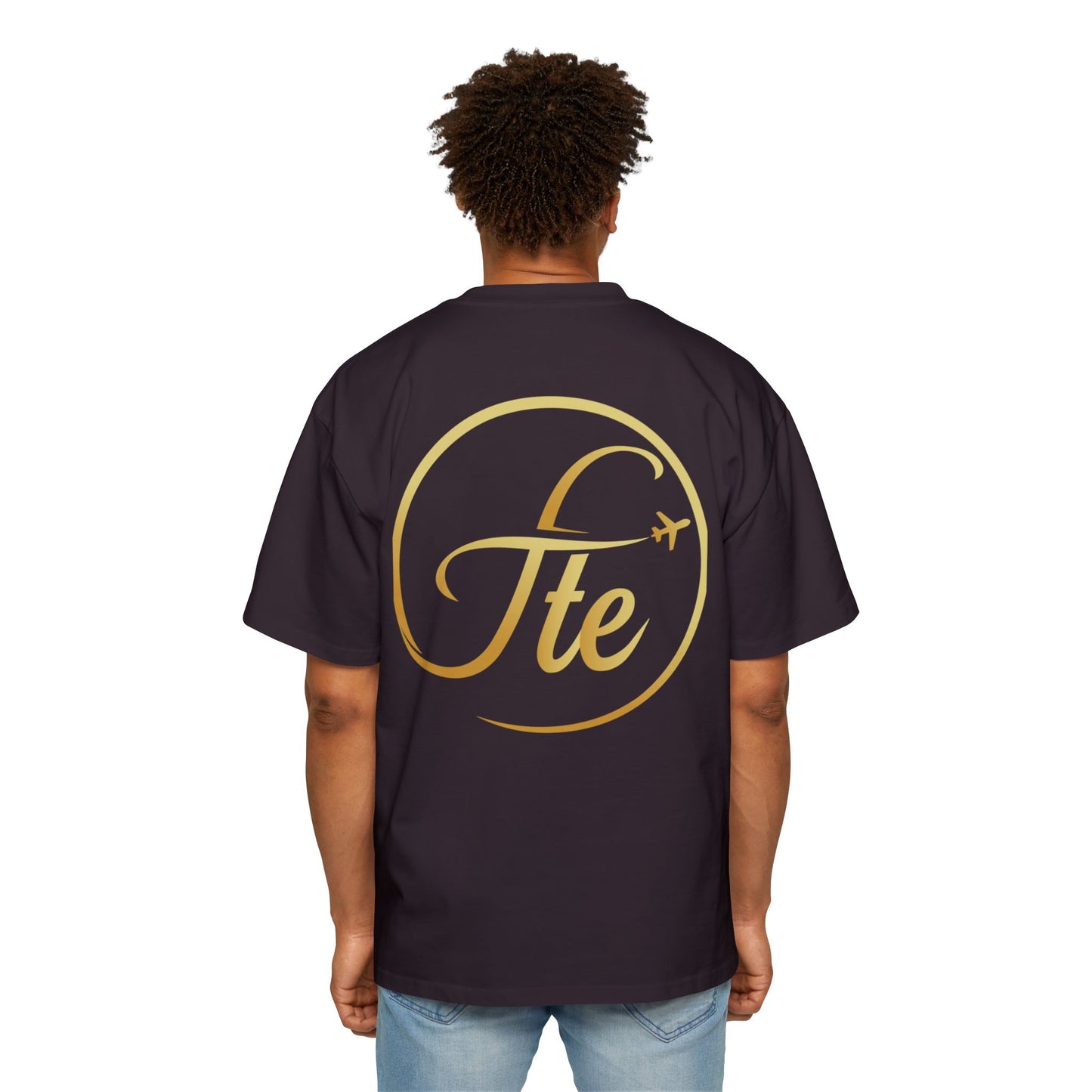 FTE Men's Heavy Oversized Tee - Stylish Travel-Inspired Shirt with Airplane Design