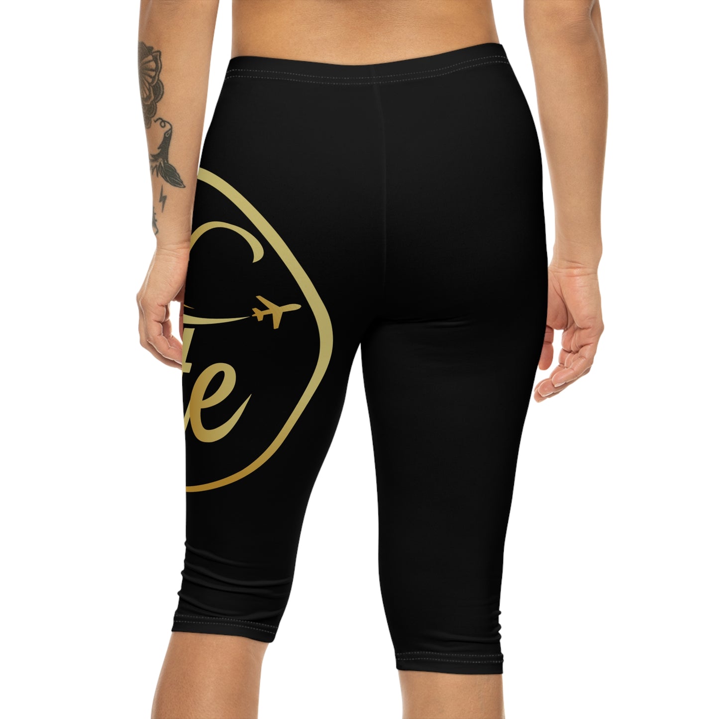 FTE Black Chic Women's Capri Leggings with Gold Affirmation, Comfortable Athleisure, Motivational Activewear, Perfect for Casual Outfits, Gifts [...]