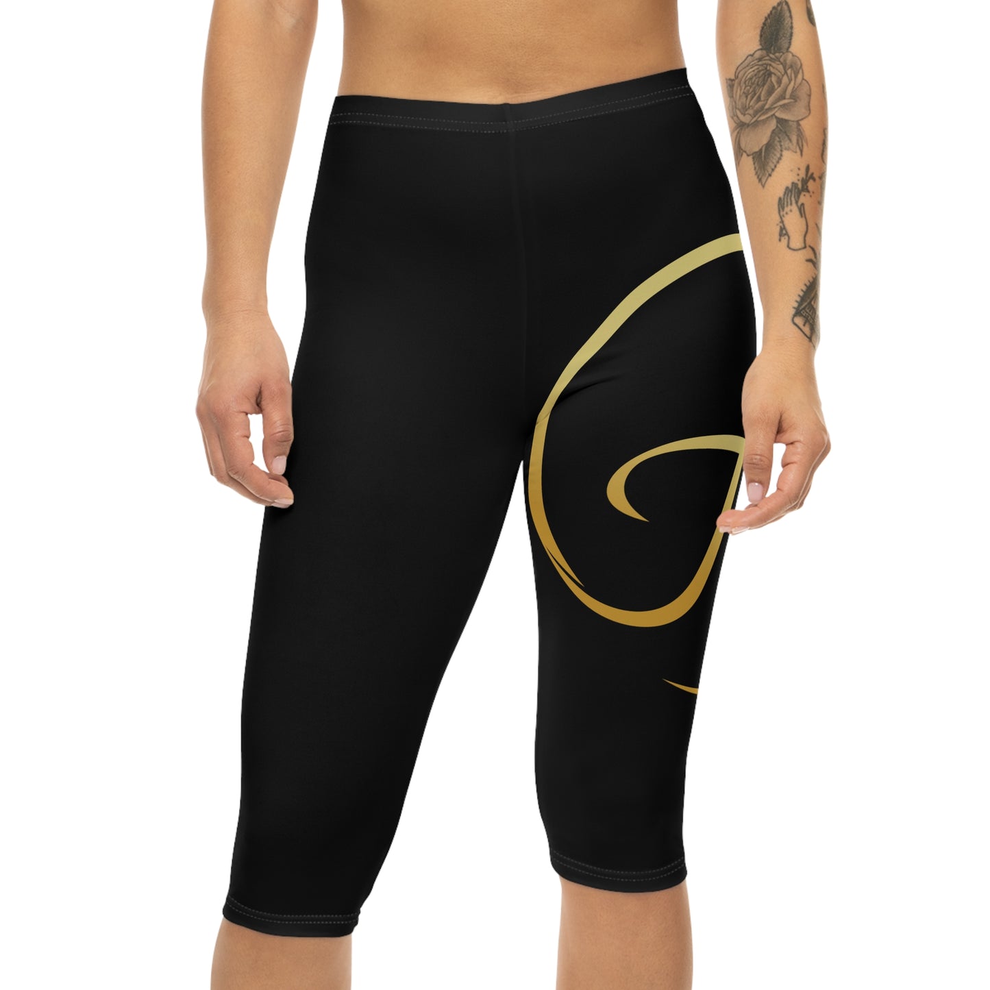 FTE Black Chic Women's Capri Leggings with Gold Affirmation, Comfortable Athleisure, Motivational Activewear, Perfect for Casual Outfits, Gifts [...]