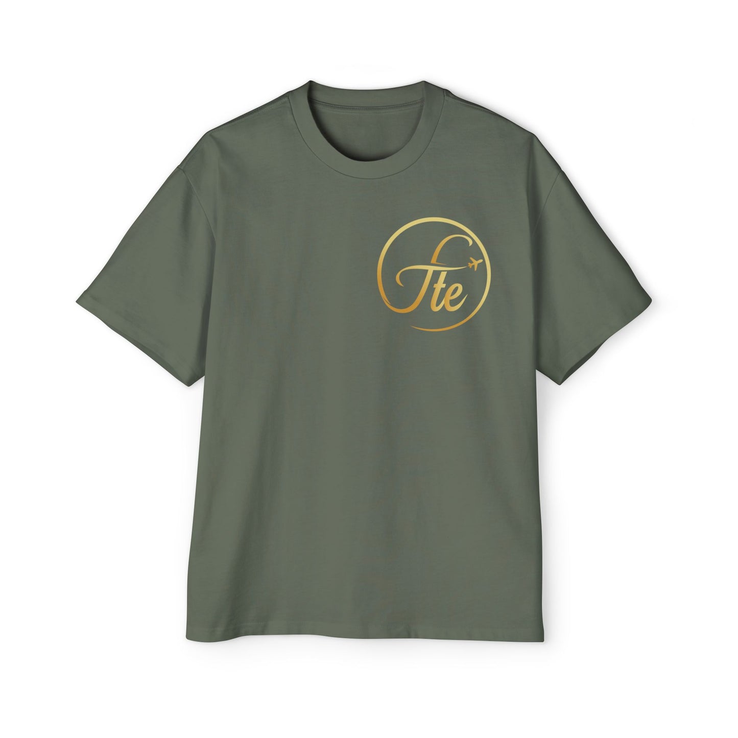 FTE Men's Heavy Oversized Tee - Stylish Travel-Inspired Shirt with Airplane Design