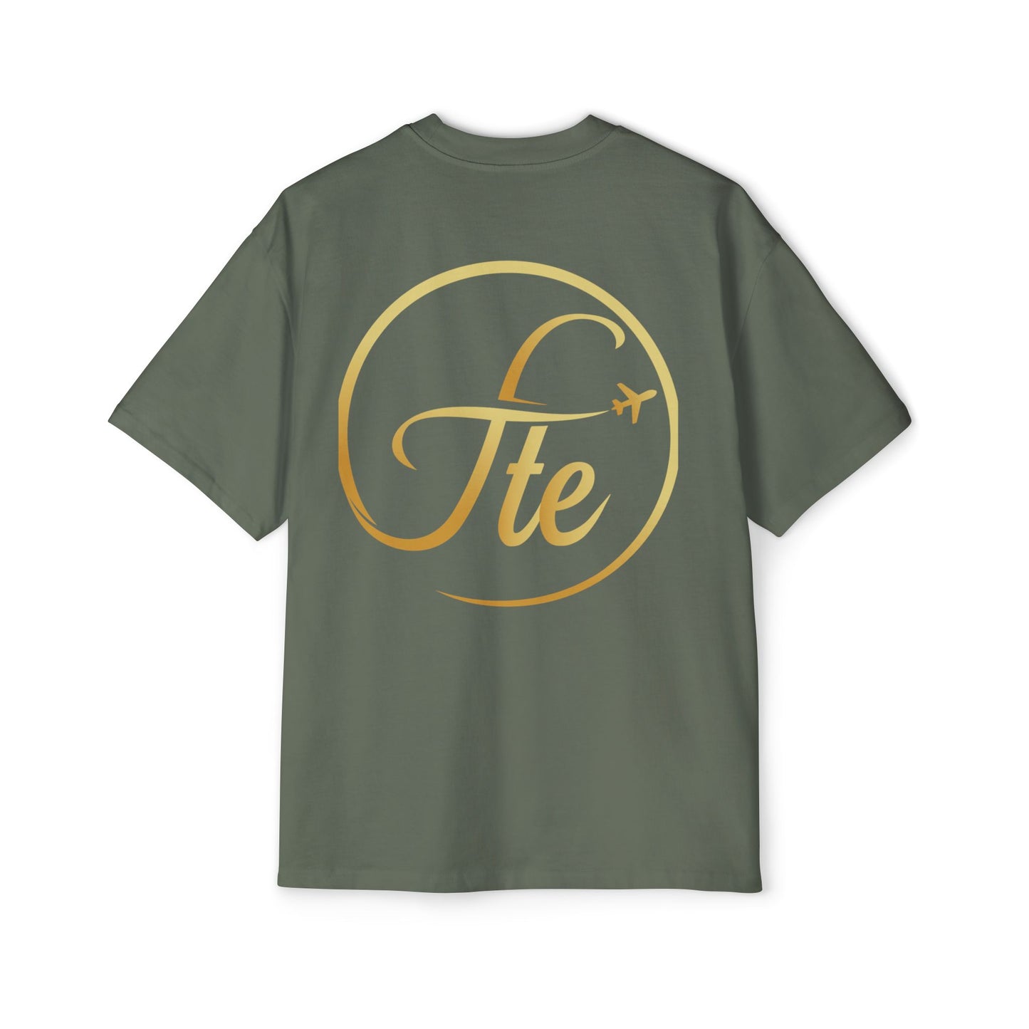 FTE Men's Heavy Oversized Tee - Stylish Travel-Inspired Shirt with Airplane Design