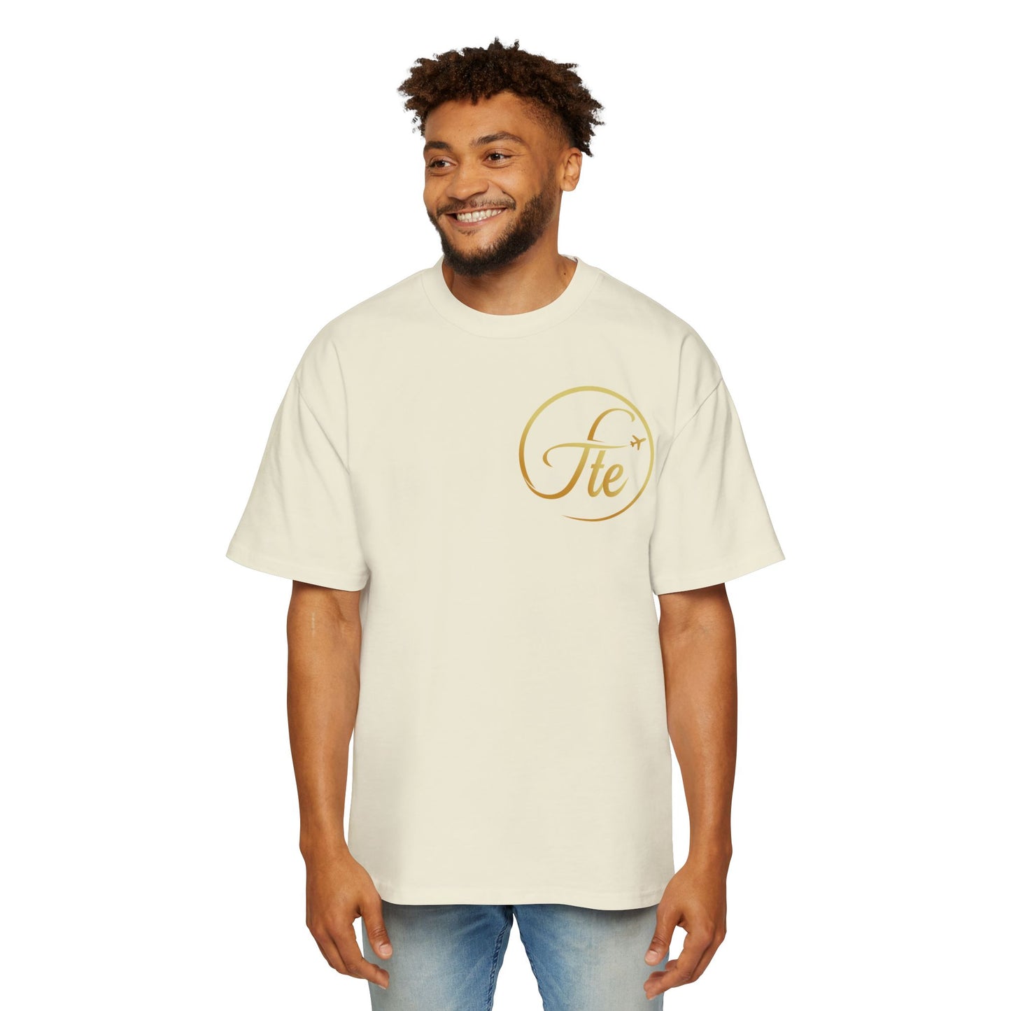 FTE Men's Heavy Oversized Tee - Stylish Travel-Inspired Shirt with Airplane Design