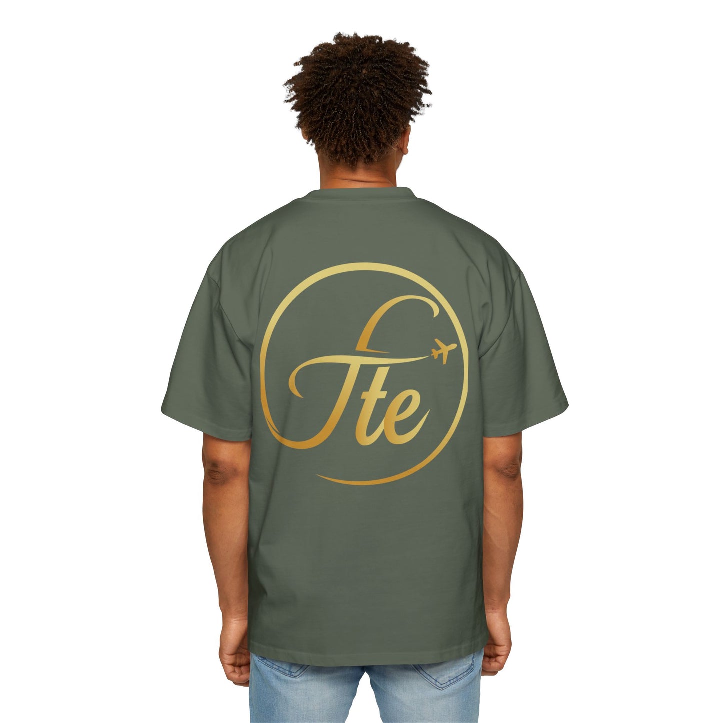 FTE Men's Heavy Oversized Tee - Stylish Travel-Inspired Shirt with Airplane Design
