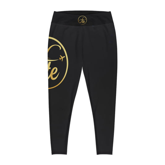 FTE Black Chic Plus Size Leggings, Stylish Activewear, Trendy Workout Pants, Everyday Comfort, Fashionable Athleisure, Great for Travel
