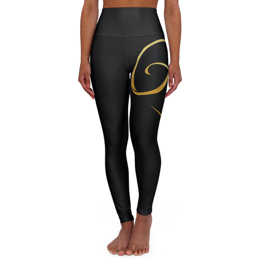 FTE Black Elegant High Waisted Yoga Leggings, Fitness Apparel, Activewear, Workout Leggings, Stylish Athleisure, Daily Comfort