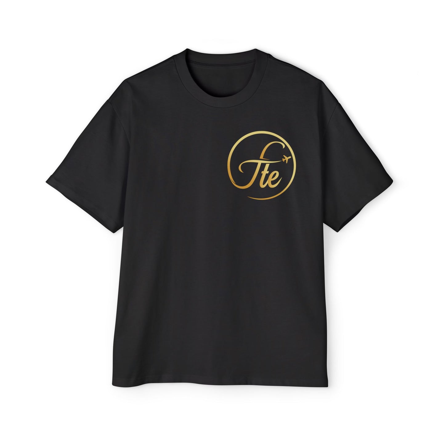 FTE Men's Heavy Oversized Tee - Stylish Travel-Inspired Shirt with Airplane Design